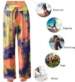 img 3 attached to Stretchy Tie Dye Palazzo Lounge Pants For Women - Comfy And Casual Wide Leg PJ Bottoms Ideal For All Seasons With Drawstring Closure From CCKO