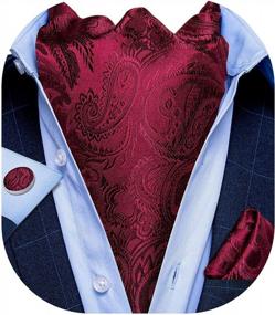 img 4 attached to Men'S DiBanGu Plaids Paisley Ascot Scarf Tie Set W/ Pocket Square, Cufflinks - Perfect For Weddings & Parties!
