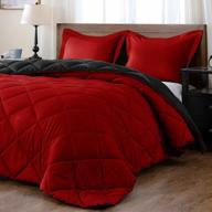 stay cozy in style with downluxe lightweight solid comforter set (twin) in red and black - 2-piece reversible set with pillow sham logo