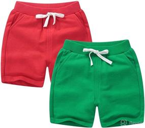 img 4 attached to 🩴 PTPuke Toddler Kids Solid Cotton Comfort Soft Baby Sport Jogger Shorts - Boys Girls Casual Pants"