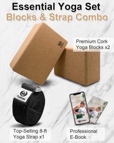 img 3 attached to Enhance Your Yoga Practice: Tumaz 2-Pack Yoga Blocks With Strap Set In High Density EVA Foam Or Non-Slip Cork With Premium 8F Strap - Includes Instructional E-Book For Yogi