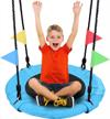 odoland 24" kids tree swing outdoor saucer platform swing - 900d waterproof oxford, adjustable hanging ropes for 1-2 children backyard round flying skyblue logo