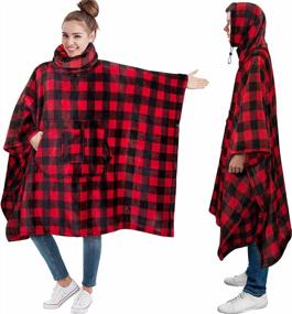img 4 attached to Stay Warm And Cozy With PAVILIA'S Checker Red Wearable Blanket Poncho - Perfect For Both Men And Women!