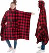 stay warm and cozy with pavilia's checker red wearable blanket poncho - perfect for both men and women! logo