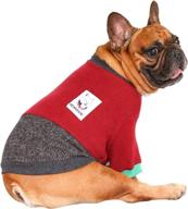 🐾 stylish winter pet apparel: ichoue color block crewneck sweater for french bulldog & shiba inu - red and black/m логотип