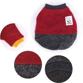 img 1 attached to 🐾 Stylish Winter Pet Apparel: iChoue Color Block Crewneck Sweater for French Bulldog & Shiba Inu - Red and Black/M