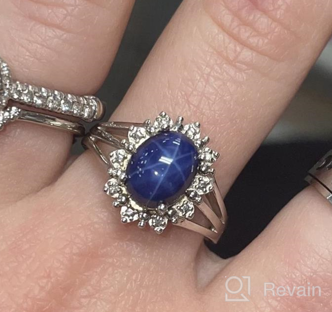 img 1 attached to 💍 RYLOS Women's Sterling Silver Ring Inspired by Princess Diana with 9X7MM Gemstone, Halo of Genuine Diamonds, and Birthstone Jewelry for Women – Available in Sizes 5, 6, 7, 8, 9, 10 review by Rory Kelley