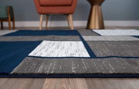 img 2 attached to Contemporary Modern Boxes Navy Area Rug 5' 3" x 7' 3" by Rugshop