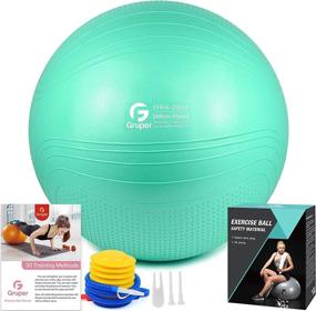 img 4 attached to Transform Your Fitness Routine With Gruper'S Anti-Burst Yoga Ball And Chair Set: Includes Hand Pump And Workout Guide Access!