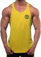 yellow men's dri-fit cotton string tank top for bodybuilding with y-back and sleeveless style to show off muscles logo