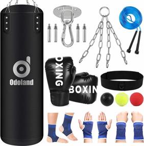 img 4 attached to Тренировочный набор Odoland 10-в-1 по боксу и боевым искусствам для детей - включает боксерскую грушу, перчатки, рефлекторные мячи и защитное снаряжение