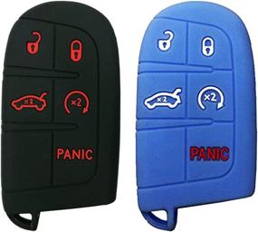 img 2 attached to 🔑 High-Quality Silicone Key Fob Case Cover for Dodge & Jeep (Black+Blue)