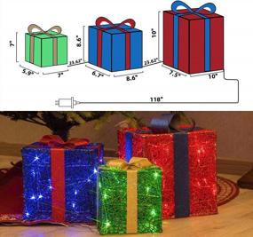 img 3 attached to Осветите свои праздничные украшения с помощью набора из 3 рождественских подарочных коробок PEIDUO с подсветкой, идеально подходящих для внутреннего и наружного украшения