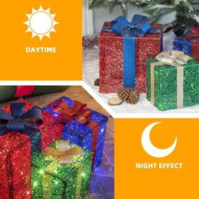 img 1 attached to Осветите свои праздничные украшения с помощью набора из 3 рождественских подарочных коробок PEIDUO с подсветкой, идеально подходящих для внутреннего и наружного украшения