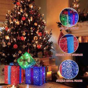 img 2 attached to Осветите свои праздничные украшения с помощью набора из 3 рождественских подарочных коробок PEIDUO с подсветкой, идеально подходящих для внутреннего и наружного украшения