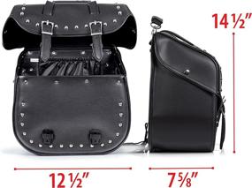 img 3 attached to 🏍️ Stylish Black Diamond Plate 2 Piece Motorcycle Saddlebag Set: Heavy Duty Waterproof PVC with Studs, Ensuring Safety and Dryness for Your Belongings