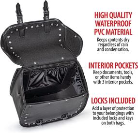 img 1 attached to 🏍️ Stylish Black Diamond Plate 2 Piece Motorcycle Saddlebag Set: Heavy Duty Waterproof PVC with Studs, Ensuring Safety and Dryness for Your Belongings