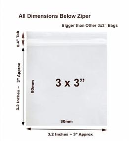 img 3 attached to 200 Count 3X3 Clear Reclosable Zip Poly Bags - 2 Mil 3.2" X 3.2" For Medicine, Jewelry, Electronics & More