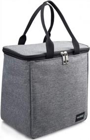 img 4 attached to Large Waterproof Insulated Lunch Tote Bag For Men And Women By VAGREEZ In Grey