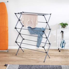 img 4 attached to Honey Can Do Large Collapsible Clothes Drying Rack DRY-09066 in Silver