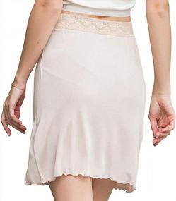 img 3 attached to Women'S Mulberry Silk Knitted Lace Waist Half Slip Underskirt Breathable Anti-Static Underdress