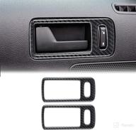micoos 2pcs carbon fiber sticker interior door handle decoration accessories for ford mustang 2009 2010 2011 2012 2013 2014 black logo