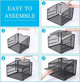 img 1 attached to ProAid Mesh Desk Letter Tray Organizer, Desk File Folder Hoder Organizer, Metal Document File Tray, Easy To Assemble Paper Tray, Black