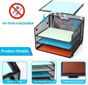 img 2 attached to ProAid Mesh Desk Letter Tray Organizer, Desk File Folder Hoder Organizer, Metal Document File Tray, Easy To Assemble Paper Tray, Black