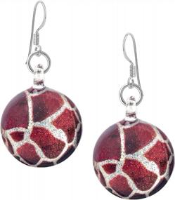 img 3 attached to 925 Sterling Silver Hand Blown Glass Giraffe Print Round Dangle Hook Earrings For Women In Brown