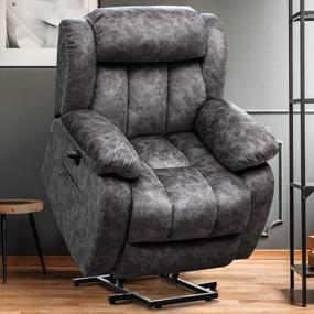 img 4 attached to CDCASA Electric Power Lift Recliner Chair With Massage, Heat, And USB Port For Seniors - 3 Positions, Side Pocket, Plush Fabric, Dark Gray