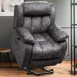 cdcasa electric power lift recliner chair with massage, heat, and usb port for seniors - 3 positions, side pocket, plush fabric, dark gray logo