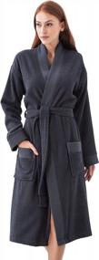 img 4 attached to Luxurious Turkish Cotton Bathrobe For Women - OEKO-TEX® Certified With Hood And Kimono Style - Long, Textured, And Rice Weave Trimmed