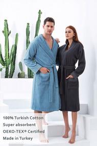 img 1 attached to Роскошный халат из турецкого хлопка для женщин - сертифицирован OEKO-TEX® с капюшоном и стилем кимоно - длинный, текстурированный и с отделкой из рисовой ткани