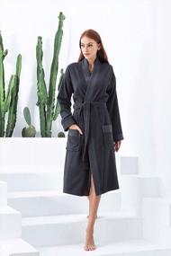 img 2 attached to Luxurious Turkish Cotton Bathrobe For Women - OEKO-TEX® Certified With Hood And Kimono Style - Long, Textured, And Rice Weave Trimmed