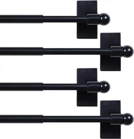 img 4 attached to Versatile And Easy-To-Install H.VERSAILTEX 4 Pack Magnetic Curtain Rods For Metal Doors With Petite Ball Finials - Adjustable Rods For Iron And Steel Places, 1/2" Diameter, Black (16"-28")