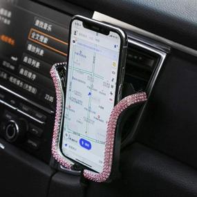 img 1 attached to KABIOU Universal Car Phone Holder With Bing Crystal Rhinestone Car Air Vent Mount Clip Cell Phone Holder For IPhone Samsung Car Holder Car Electronics & Accessories