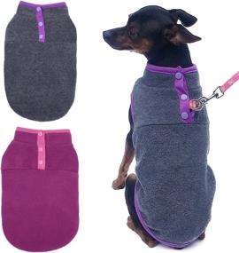 img 4 attached to 🐶 2-Pack Dog Fleece Vest Sweater, Cozy Pullover Fleece Puppy Jacket, Winter Warm Cold Weather Coat, Pet Stretch Fleece Apparel with Buttons Costumes for Small Medium Dogs Cats (Small)