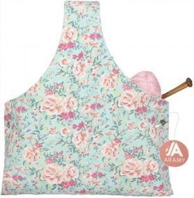 img 4 attached to Large Floral Knitting Tote Bag Yarn Storage Organizer For Large Projects