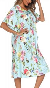 img 2 attached to Women'S Short Sleeve House Dress Mumu Lounge Nightgown With Pockets, S-XXL