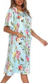img 1 attached to Women'S Short Sleeve House Dress Mumu Lounge Nightgown With Pockets, S-XXL