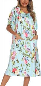 img 4 attached to Women'S Short Sleeve House Dress Mumu Lounge Nightgown With Pockets, S-XXL