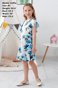 img 2 attached to GORLYA Girl'S Flutter Sleeve Stretchy A-Line Swing Flared Skater Party Dress With Pockets For 4-12 Years Kids
