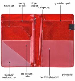 img 1 attached to Server Books For Waitress - Glitter Leather Waiter Book Server Wallet With Zipper Pocket, Cute Waitress Book&Waitstaff Organizer With Money Pocket Fit Server Apron (Glitter Red)