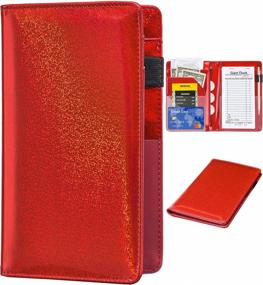 img 4 attached to Server Books For Waitress - Glitter Leather Waiter Book Server Wallet With Zipper Pocket, Cute Waitress Book&Waitstaff Organizer With Money Pocket Fit Server Apron (Glitter Red)