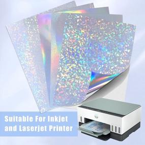 img 1 attached to 10Pack Uinkit Holographic Sticker Paper 8.5X11In - Waterproof, Quick-Drying Vinyl For Inkjet & Laser Printers (Variety Pack Of 5 Colors)