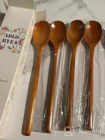 img 5 attached to 🥄 Eco-Friendly Wooden Spoons for Eating, ADLORYEA 9-Inch Small Wooden Soup Spoon Mixing Stirring Tasting, Set of 6 Wood Spoons for Soup and Korean Food, Non-Stick Wooden Eating Utensils