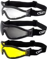 enhanced safety and style: global vision z-33 padded motorcycle riding skydiving goggles in clear smoke & yellow logo
