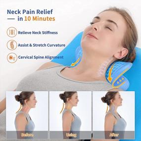 img 3 attached to Neck Stretcher For Pain Relief, Cervical Neck Traction Device For TMJ Pain Relief And Cervical Spine Alignment, Neck And Shoulder Relaxer, Neck Hump Corrector (Light Blue)