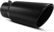 apeixoto 4 inch inlet exhaust tip: truck tail tip black powder coated stainless steel with bolt on design - 12 inch overall length logo