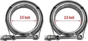 img 3 attached to 🔩 Pair of 2.5" Stainless Steel V-Band Bolt Clamps with Male Female Flanges for Turbo Exhaust Downpipes